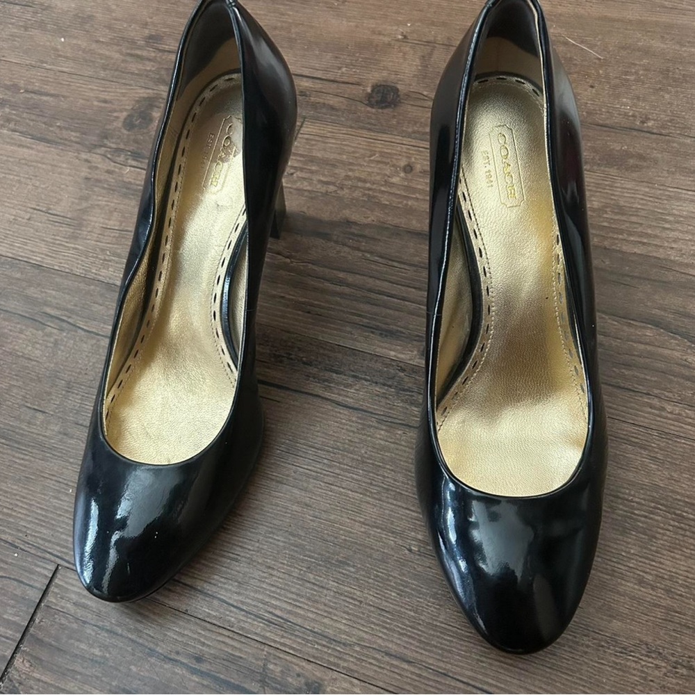 Coach Glossy Black Heels
